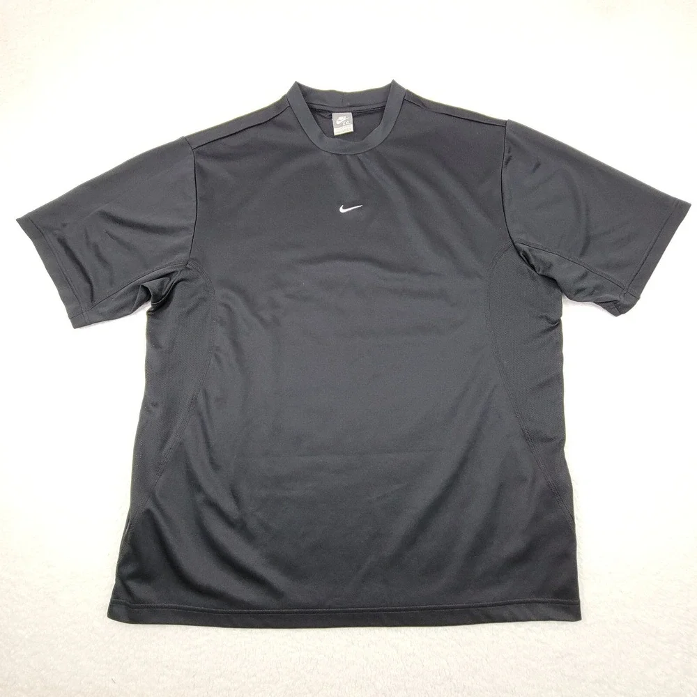 Nike Center Swoosh Pullover Shirt Mens 2XL Black Short Sleeve 138313-020